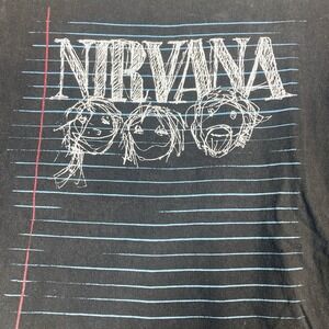 Vintage 90s Nirvana Notebook Sketch Doodle T-Shirt 1997 Wall Of Fame Adult Large